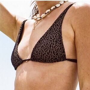 Andie X Demi Moore The Tropez Triangle Swim Top Black Gold Size S NEW Summer